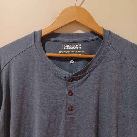 Fair Harbor The SeaBreeze Henley Top Mens LS Lightweight UPF Shirt Mens 2X - Picture 2 of 6